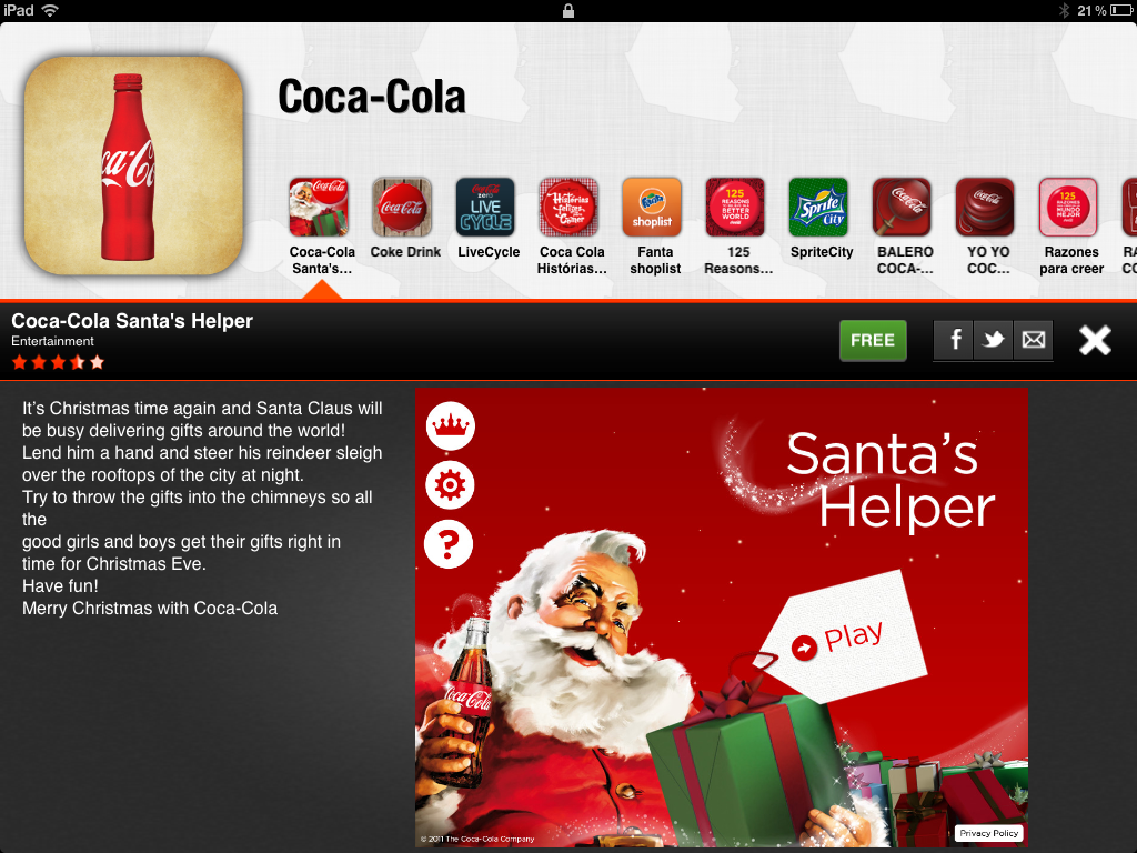 Coca Cola's apps